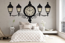 Load image into Gallery viewer, Vintage Clock Wall Decal, Street Lamp Wall Sticker, Retro Wall Art, Bedroom Decor, Classic Clock Mural, 124gm