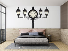 Load image into Gallery viewer, Vintage Clock Wall Decal, Street Lamp Wall Sticker, Retro Wall Art, Bedroom Decor, Classic Clock Mural, 124gm