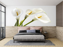 Load image into Gallery viewer, White Calla Lily Wall Decal, Floral Wall Sticker, Botanical Wall Art, Bedroom Decor, Modern Flower Mural, 129gm