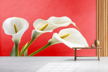 Load image into Gallery viewer, White Calla Lily Wall Decal, Floral Wall Sticker, Botanical Wall Art, Bedroom Decor, Modern Flower Mural, 129gm