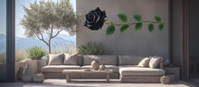 Load image into Gallery viewer, Black Rose Wall Decal, Gothic Flower Sticker, Floral Wall Art, Dark Botanical Decor, Modern Rose Mural, 130gm