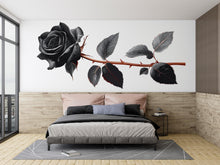Load image into Gallery viewer, Black Rose Wall Decal, Gothic Floral Sticker, Dark Botanical Wall Art, Office Decor, Modern Rose Mural, 132gm