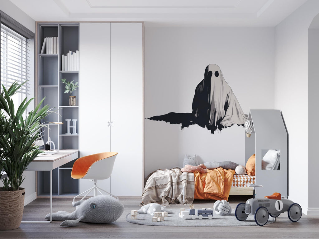Ghost Wall Decal, Halloween Wall Sticker, Spooky Bedroom Decor, Gothic Wall Art, Modern Horror Mural, 133gm