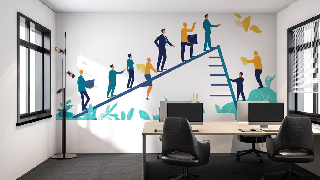 Teamwork Office Wall Decal, Business Growth Sticker, Corporate Wall Art, Leadership Mural, Motivational Office Decor, 135gm