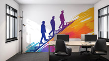 Load image into Gallery viewer, Motivational Office Wall Decal, Success Staircase Sticker, Business Wall Art, Corporate Office Decor, Leadership Mural, 136gm
