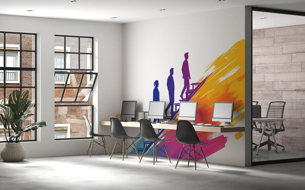 Motivational Office Wall Decal, Success Staircase Sticker, Business Wall Art, Corporate Office Decor, Leadership Mural, 136gm