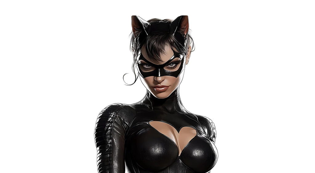 Cat Woman Wall Decal, Superhero Wall Sticker, Glam Wall Art, Modern Bedroom Decor, Comic Style Mural, 139gm