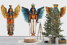 Load image into Gallery viewer, Egyptian Goddess Wall Decal, Winged Egyptian Art Sticker, Ancient Egypt Wall Art, Boho Decor, Mythology Mural, 140gm
