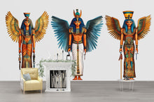 Load image into Gallery viewer, Egyptian Goddess Wall Decal, Winged Egyptian Art Sticker, Ancient Egypt Wall Art, Boho Decor, Mythology Mural, 140gm