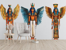 Load image into Gallery viewer, Egyptian Goddess Wall Decal, Winged Egyptian Art Sticker, Ancient Egypt Wall Art, Boho Decor, Mythology Mural, 140gm