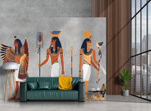 Load image into Gallery viewer, Egyptian Wall Decal, Ancient Egypt Sticker, Pharaoh Wall Art, Goddess Wall Decor, Boho Living Room Mural, 141gm