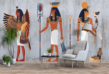 Load image into Gallery viewer, Egyptian Wall Decal, Ancient Egypt Sticker, Pharaoh Wall Art, Goddess Wall Decor, Boho Living Room Mural, 141gm