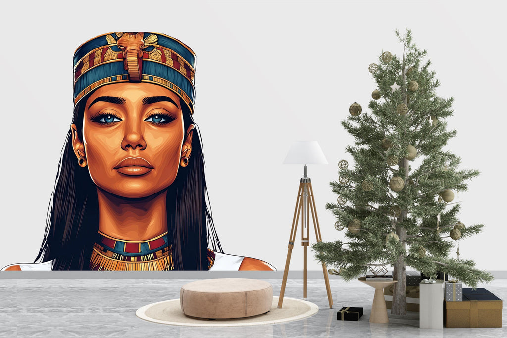 Egyptian Queen Wall Decal, Cleopatra Wall Sticker, Ancient Egypt Wall Art, Bedroom Decor, Goddess Portrait Mural, 142gm