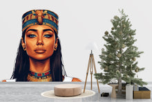 Load image into Gallery viewer, Egyptian Queen Wall Decal, Cleopatra Wall Sticker, Ancient Egypt Wall Art, Bedroom Decor, Goddess Portrait Mural, 142gm