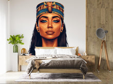 Load image into Gallery viewer, Egyptian Queen Wall Decal, Cleopatra Wall Sticker, Ancient Egypt Wall Art, Bedroom Decor, Goddess Portrait Mural, 142gm