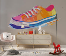 Load image into Gallery viewer, Colorful Sneaker Wall Decal, Shoe Wall Sticker for Kids Room, Teen Bedroom Wall Art, Streetwear Wall Decor, 147gm