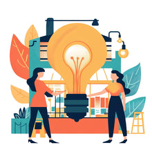 Load image into Gallery viewer, Light Bulb Wall Decal, STEM Classroom Wall Art, Kids Room Wall Sticker, Innovation Wall Decor, Playroom Peel and Stick Mural, 149gm