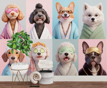 Load image into Gallery viewer, 3D Dog Grooming salon Wallpaper Spa dog Peel and Stick Dog room Wallpaper Nursery Self Adhesive Dog Animal nursery decor Mural