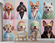 Load image into Gallery viewer, 3D Dog Grooming salon Wallpaper Spa dog Peel and Stick Dog room Wallpaper Nursery Self Adhesive Dog Animal nursery decor Mural