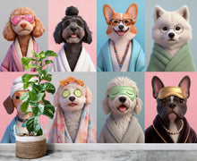Load image into Gallery viewer, 3D Dog Grooming salon Wallpaper Spa dog Peel and Stick Dog room Wallpaper Nursery Self Adhesive Dog Animal nursery decor Mural