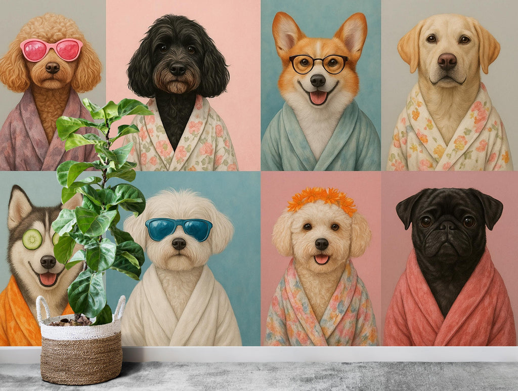 Dog Grooming salon Wallpaper Spa dog Peel and Stick Dog room Wallpaper Nursery Self Adhesive Dog Animal nursery decor Mural