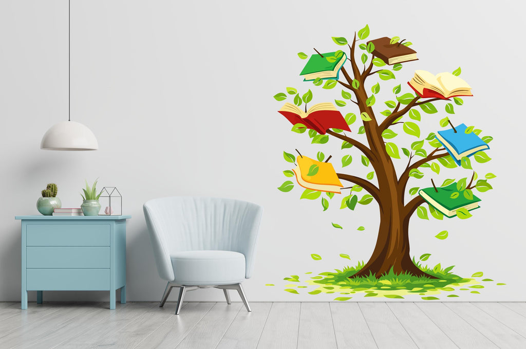 Tree Book Kids Wall Art Decal, Library Wall Decal, Education Decals, Kids Room, Reading room, Nurseries, School, Kids Gifts, Dorm Room 796LU