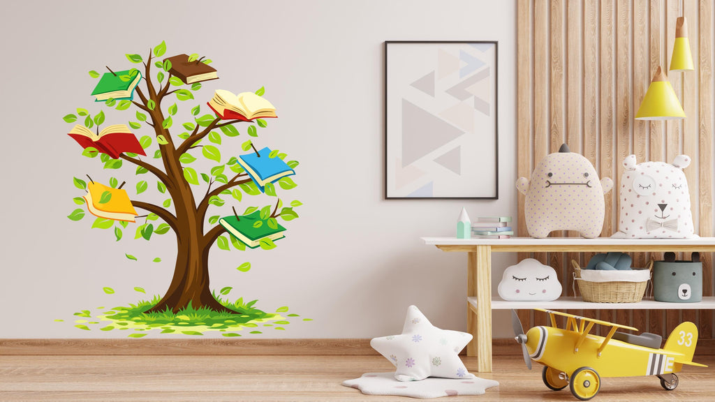 Tree Book Kids Wall Art Decal, Library Wall Decal, Education Decals, Kids Room, Reading room, Nurseries, School, Kids Gifts, Dorm Room 796LU