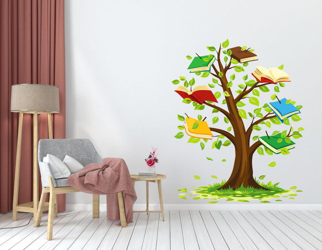 Tree Book Kids Wall Art Decal, Library Wall Decal, Education Decals, Kids Room, Reading room, Nurseries, School, Kids Gifts, Dorm Room 796LU
