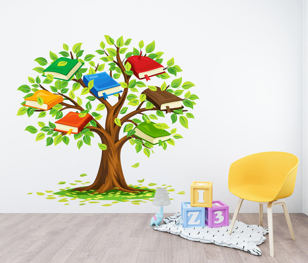 Tree Book Kids Wall Art Decal, Library Wall Decal, Education Decals, Kids Room, Reading room, Nurseries, School, Kids Gifts, Dorm Room 797LU