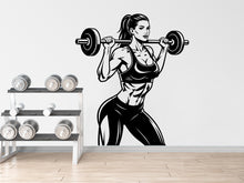 Load image into Gallery viewer, Girl Gym Wall Decal Power fitness Women Squat Decor Workout Art Vinyl Wall Stickers Bedroom 374DE
