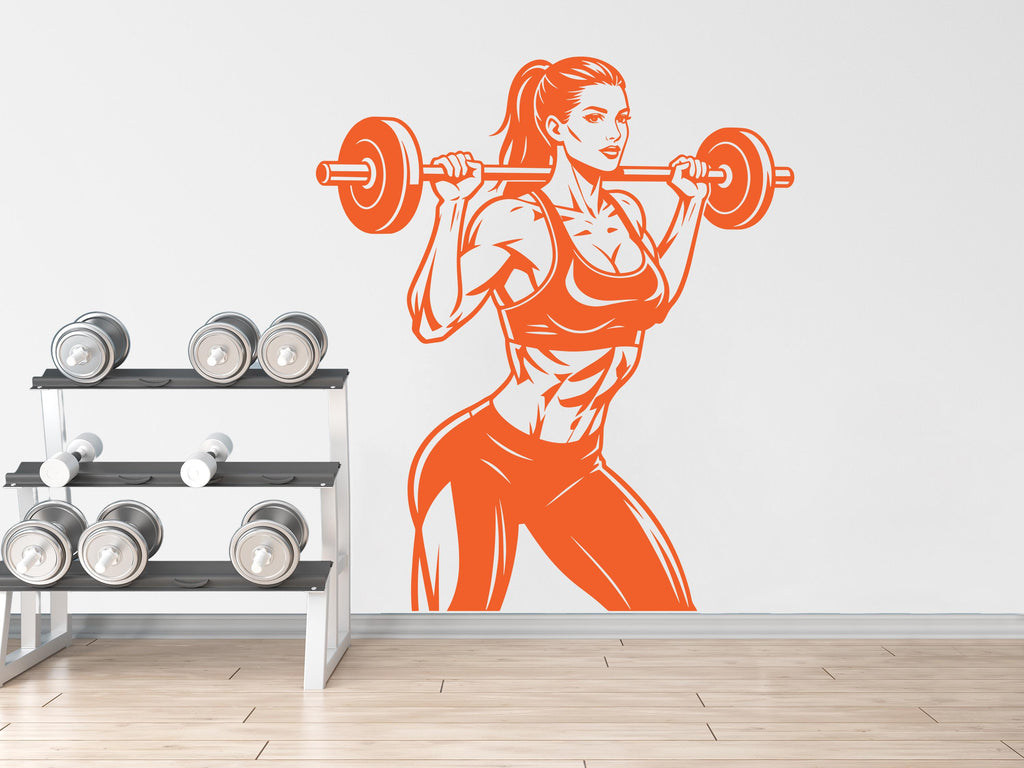 Girl Gym Wall Decal Power fitness Women Squat Decor Workout Art Vinyl Wall Stickers Bedroom 374DE