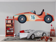 Load image into Gallery viewer, Kids Race Car Wallpaper Vintage Racing Car Wall Decal Boys Room Car Mural Retro Sports Car Peel And Stick Wallpaper Nursery Racing Decor