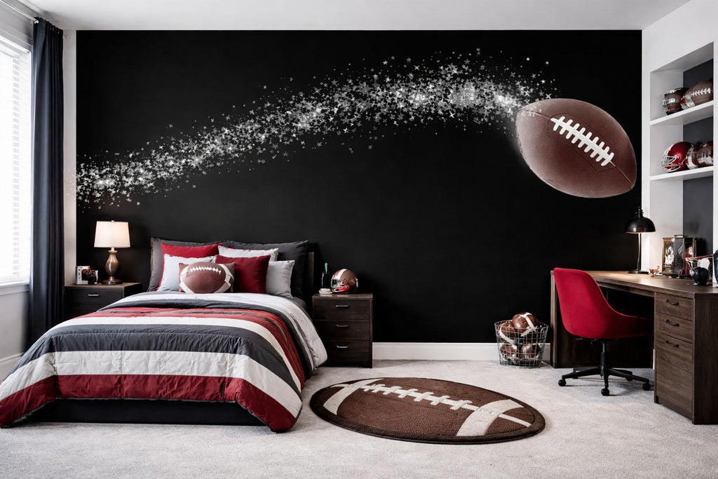 Football Wallpaper Boys Football Room Wall Decal Sports Wall Mural Peel And Stick Wallpaper Teen Bedroom Sports Decor Kids Football Room
