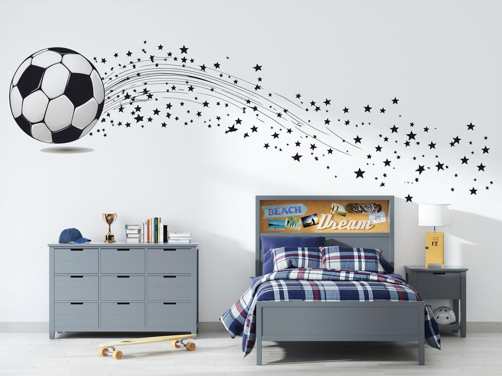Soccer Ball Wallpaper Boys Soccer Room Wall Decal Football Sports Wall Mural Kids Bedroom Soccer Decor Peel And Stick Wallpaper