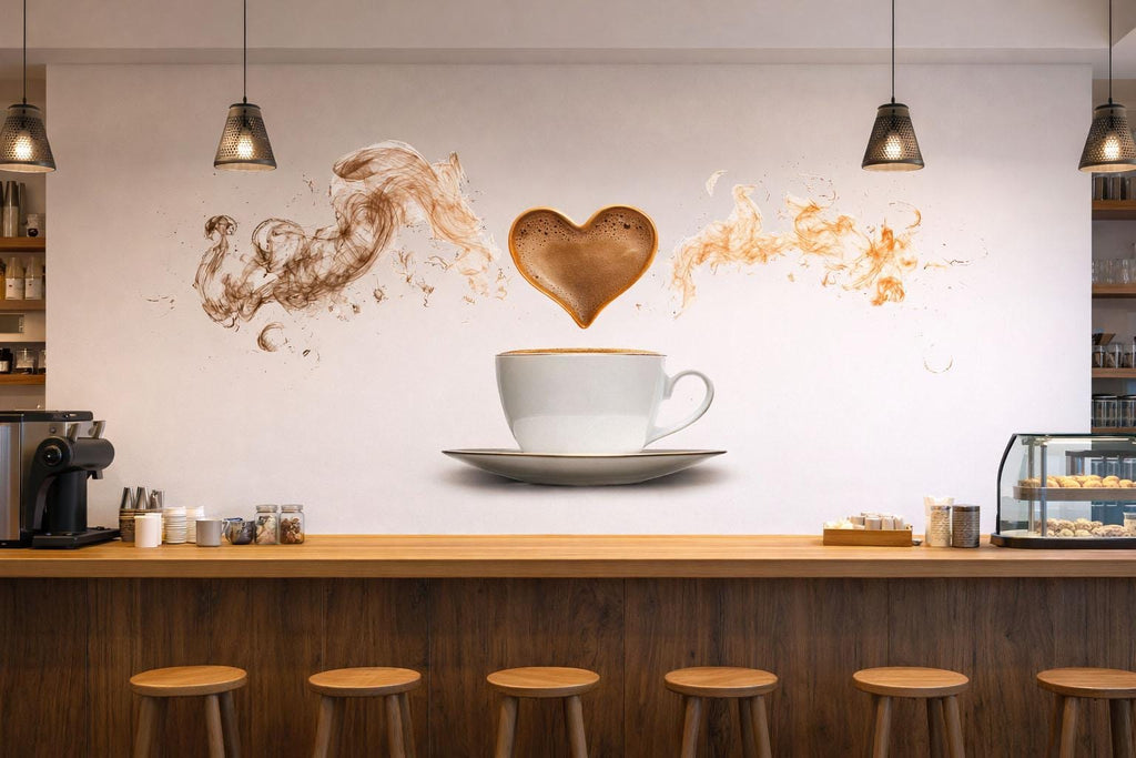 Coffee Wallpaper Cafe Wall Decal Coffee Shop Wall Mural Peel And Stick Wallpaper Restaurant Decor Barista Kitchen Coffee Wall Art
