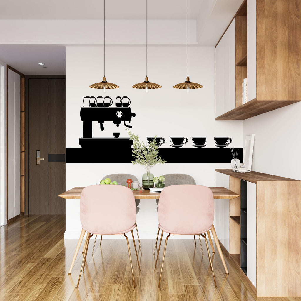 Coffee Machine Wallpaper Cafe Wall Decal Coffee Shop Wall Mural Peel And Stick Wallpaper Minimalist Restaurant Kitchen Wall Decor