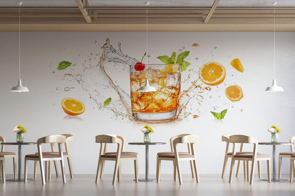 Cocktail Wallpaper Bar Wall Decal Restaurant Wall Mural Peel And Stick Wallpaper Drink Wall Art Kitchen Decor Modern Bar Decor