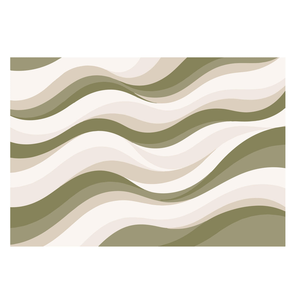 Neutral Wave Wall Wallpaper, Beige Olive Abstract Wall Mural, Modern Minimal Wall Decor, Peel and Stick or Traditional WAL002