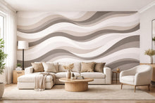 Load image into Gallery viewer, Wallpaper Beige Neutral Abstract Waves Wall Mural, Minimal Removable Wallpaper, Modern Wall Decor Peel and Stick and Non Woven WAL007