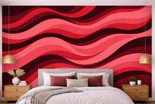 Load image into Gallery viewer, Wallpaper Red Abstract Waves Wall Mural, Bold Modern Removable Wallpaper, Wavy Pattern Wall Decor Peel and Stick, Non Woven WAL009