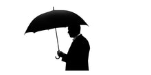 Load image into Gallery viewer, Man Umbrella Wall Decal, Silhouette Wall Sticker, Black Umbrella Wall Art, Minimalist Bedroom Decor, Modern Mural, Moody Home Decor, 153gm