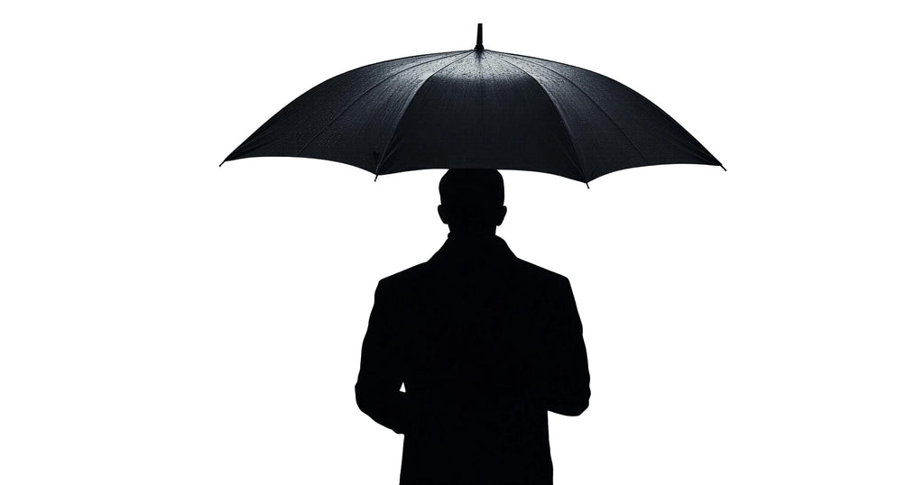 Umbrella Man Decal, Back View Sticker, Silhouette Wall Art, Black Wall Decal, Modern Home Decor, Minimalist Wall Mural, 154gm