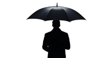Load image into Gallery viewer, Umbrella Man Decal, Back View Sticker, Silhouette Wall Art, Black Wall Decal, Modern Home Decor, Minimalist Wall Mural, 154gm