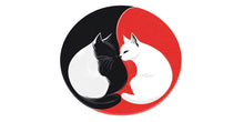 Load image into Gallery viewer, Yin Yang Cat Wall Decal, Black White Cat Sticker, Cat Wall Art, Modern Pet Decor, Zen Animal Mural, Bedroom Wall Decor, 159gm