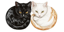 Load image into Gallery viewer, Black White Cat Wall Decal, Cat Pair Wall Sticker, Cat Wall Art, Cozy Bedroom Decor, Modern Pet Mural, Cat Lover Room Decor, 160gm