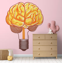 Load image into Gallery viewer, Brain Light Bulb Wall Decal, Science Wall Sticker, Creative Mind Wall Art, Study Room Decor, Classroom Mural, Modern Learning Decor, 163gm