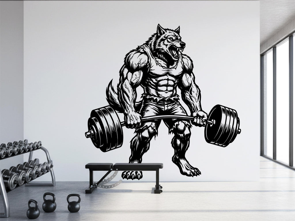Wolf Gym Wall Decal Bodybuilder fitness Decor Workout Art Vinyl Gym Wall Stickers Bedroom Gym Workout Skull Motivation
