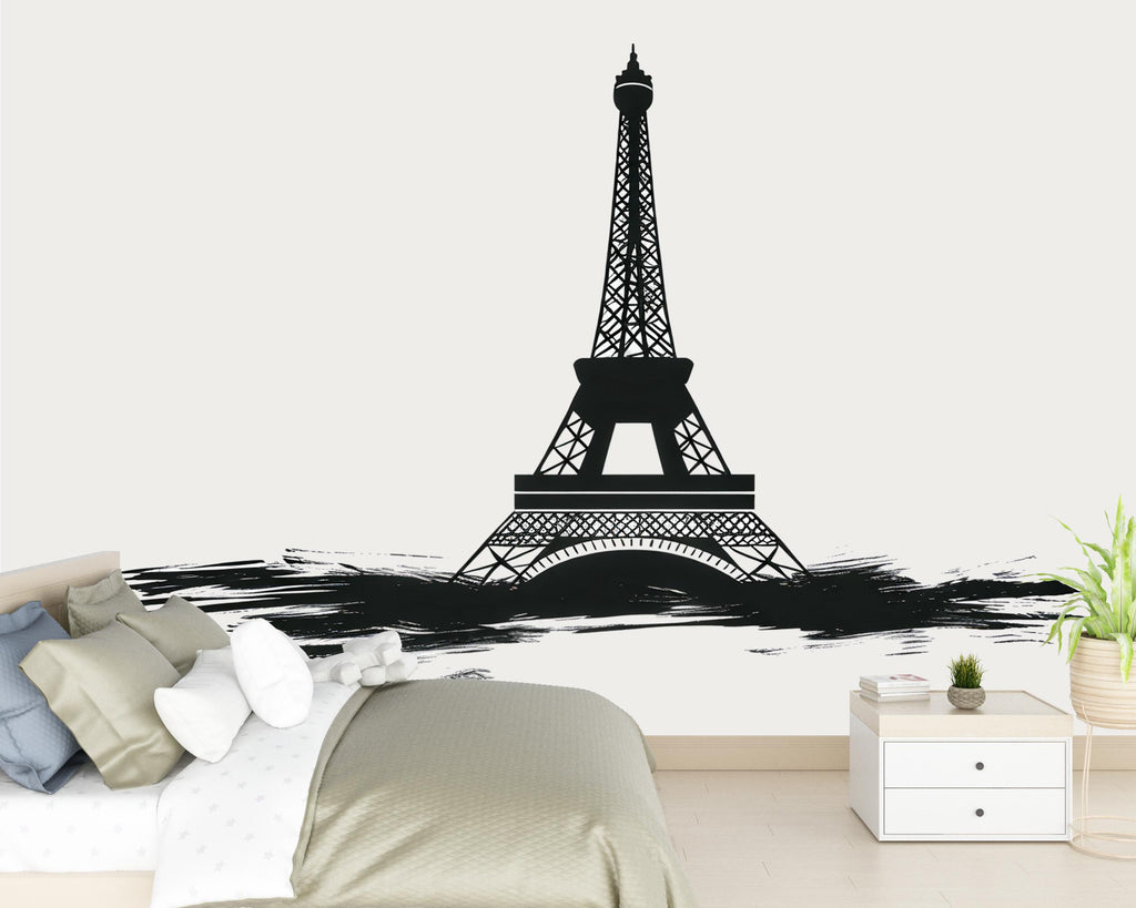Eiffel Tower Wall Decal, Paris Wall Sticker, Black Tower Wall Art, French Bedroom Decor, Travel Theme Wall Mural, 171gm