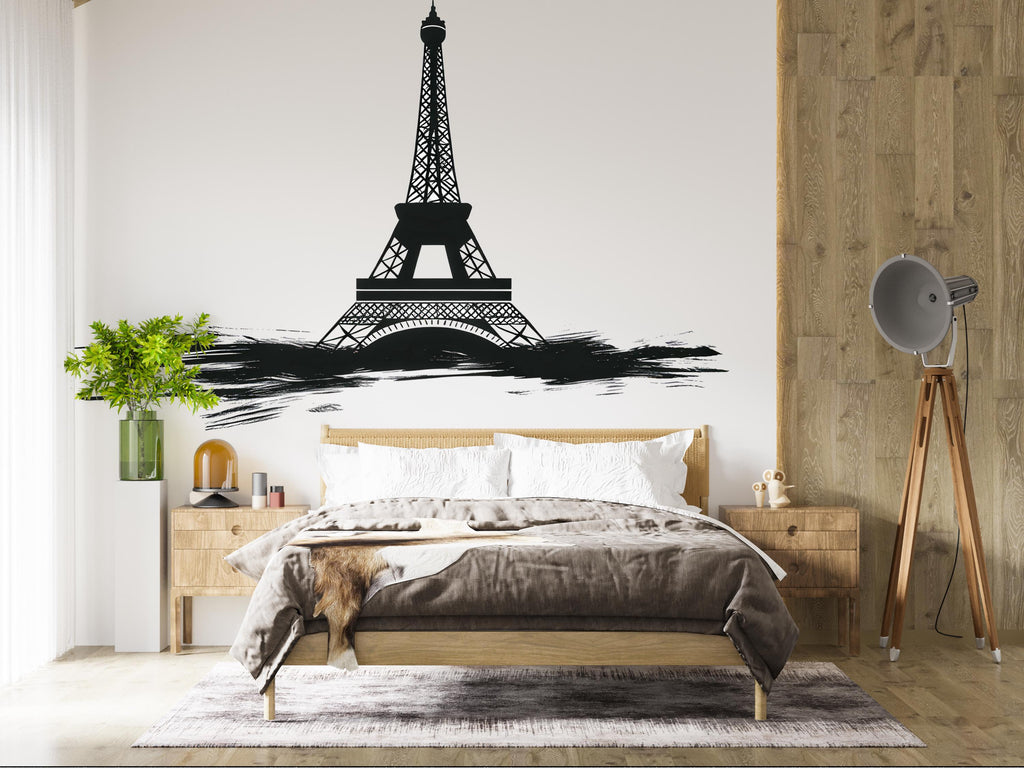 Eiffel Tower Wall Decal, Paris Wall Sticker, Black Tower Wall Art, French Bedroom Decor, Travel Theme Wall Mural, 171gm
