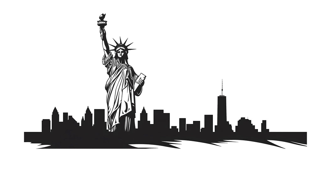 Statue of Liberty Wall Decal, New York Skyline Sticker, NYC Wall Art, City Wall Decor, Bedroom Wall Mural, Travel Decor, 172gm